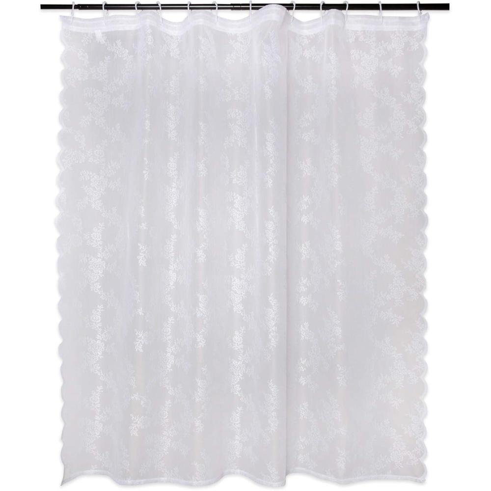 imageDII Translucent Lace Shower Curtain 72x72 Flower Blossom WhiteFlower Blossom White