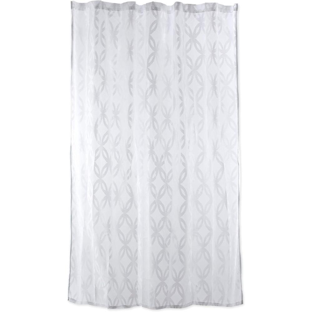 imageDII Translucent Lace Shower Curtain 72x72 Flower Blossom WhiteLattice White