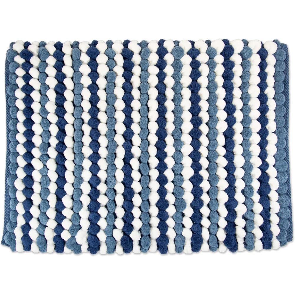 imageDII Ultra Soft Chenille Bath Mat Chunky Popcorn Bath Rug 17x24quot Gray StripeBlue Stripe