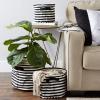 imageDII Cabana Stripe Laundry Collection Waterproof Hamper Assorted Round Black 3 Piece