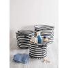 imageDII Cabana Stripe Laundry Collection Waterproof Hamper Assorted Round Black 3 Piece