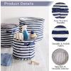 imageDII Cabana Stripe Laundry Collection Waterproof Hamper Assorted Round Black 3 Piece