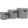 imageDII Cabana Stripe Laundry Collection Waterproof Hamper Assorted Round Black 3 Piece