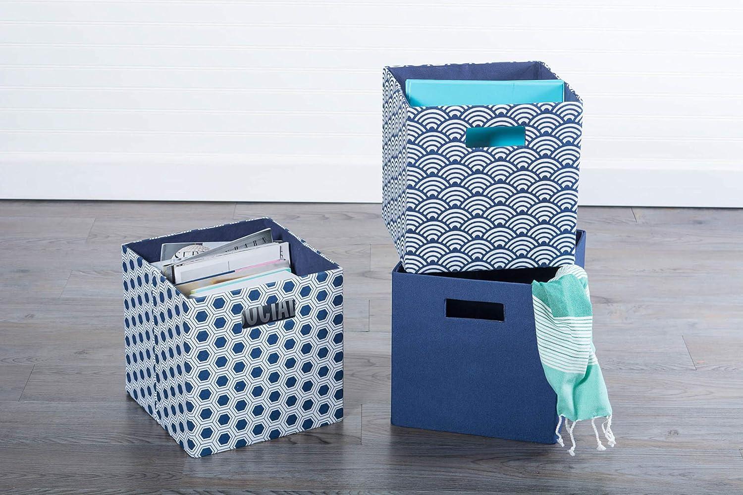 imageDII Collapsible Polyester Storage Cube Honeycomb Teal LargeBlue
