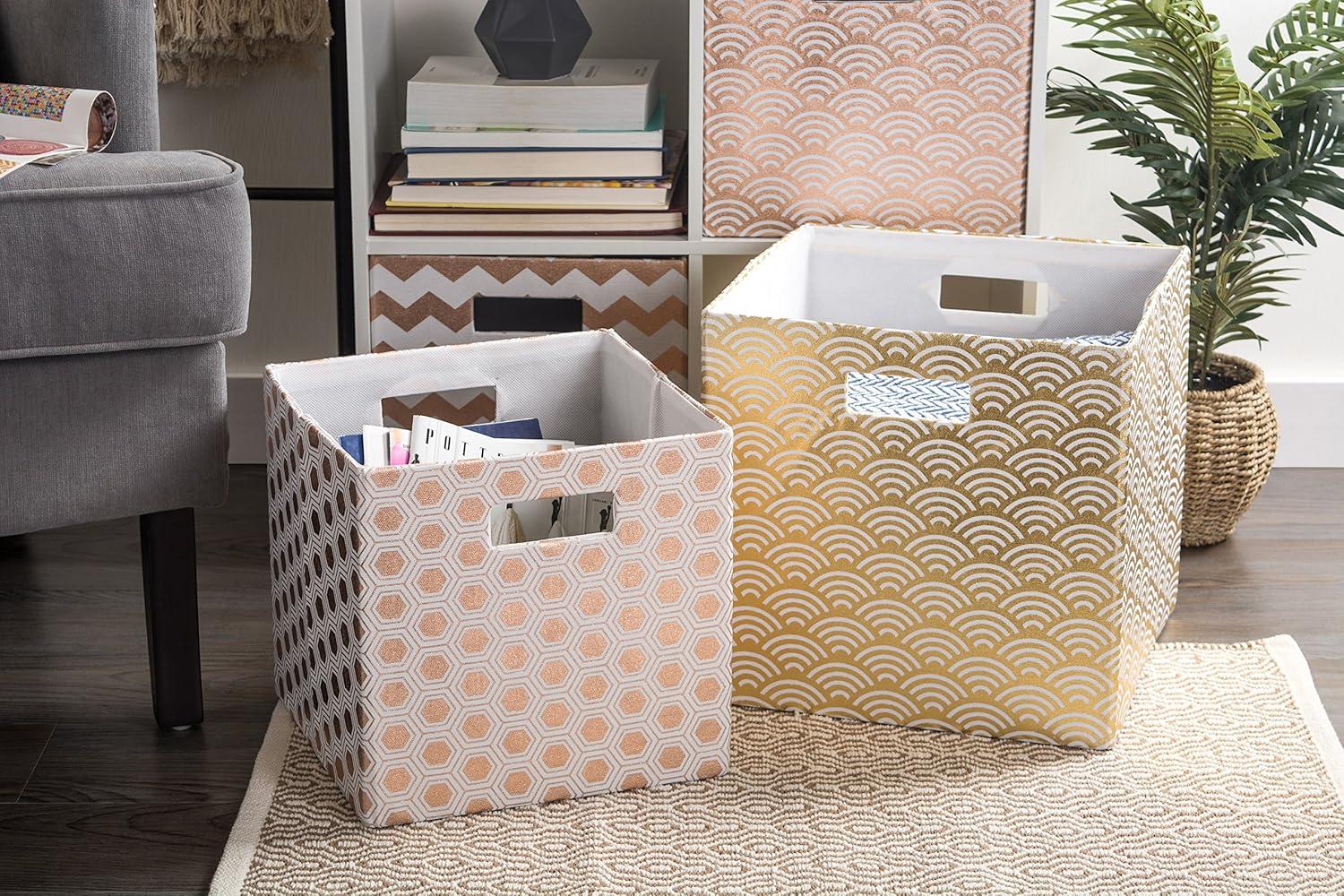 imageDII Collapsible Polyester Storage Cube Honeycomb Teal LargeCopper