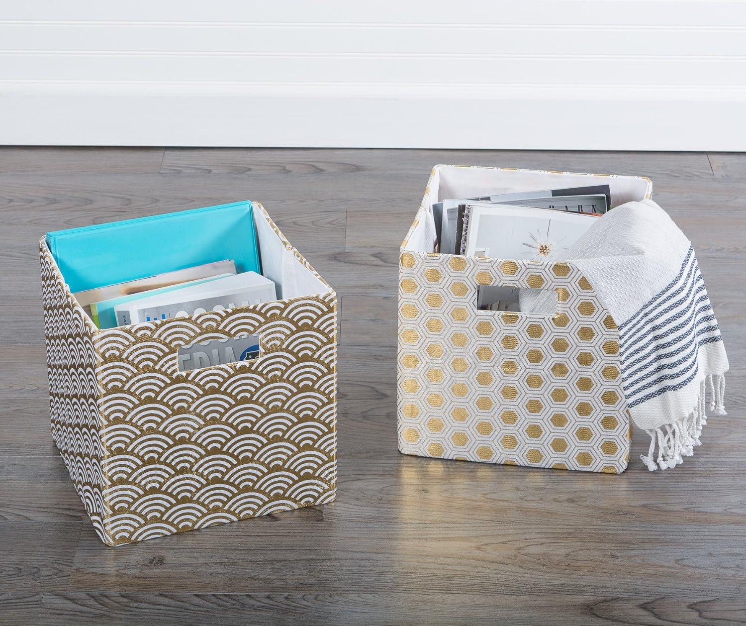 imageDII Collapsible Polyester Storage Cube Honeycomb Teal LargeGold