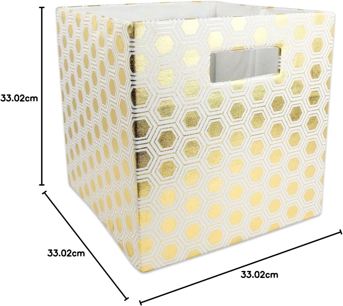 imageDII Collapsible Polyester Storage Cube Honeycomb Teal LargeGold
