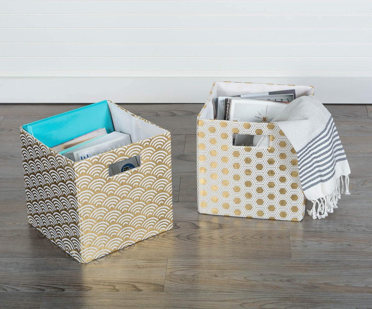 imageDII Collapsible Polyester Storage Cube Honeycomb Teal LargeGold