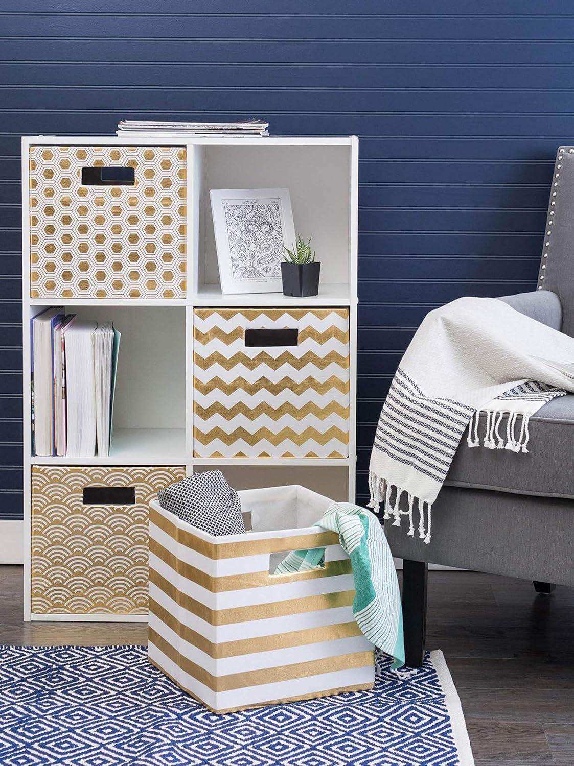 imageDII Collapsible Polyester Storage Cube Honeycomb Teal LargeGold