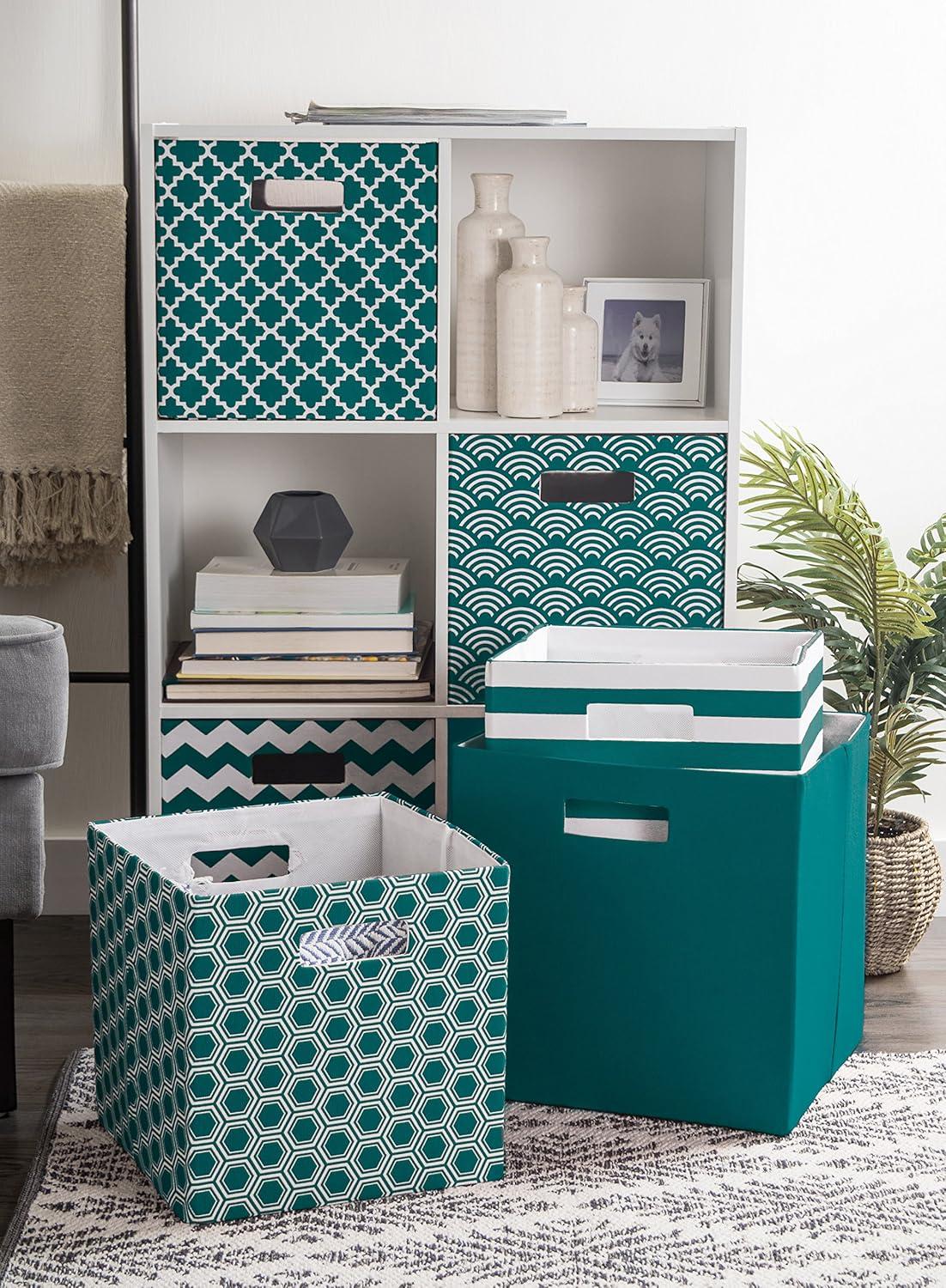 imageDII Collapsible Polyester Storage Cube Honeycomb Teal LargeTeal