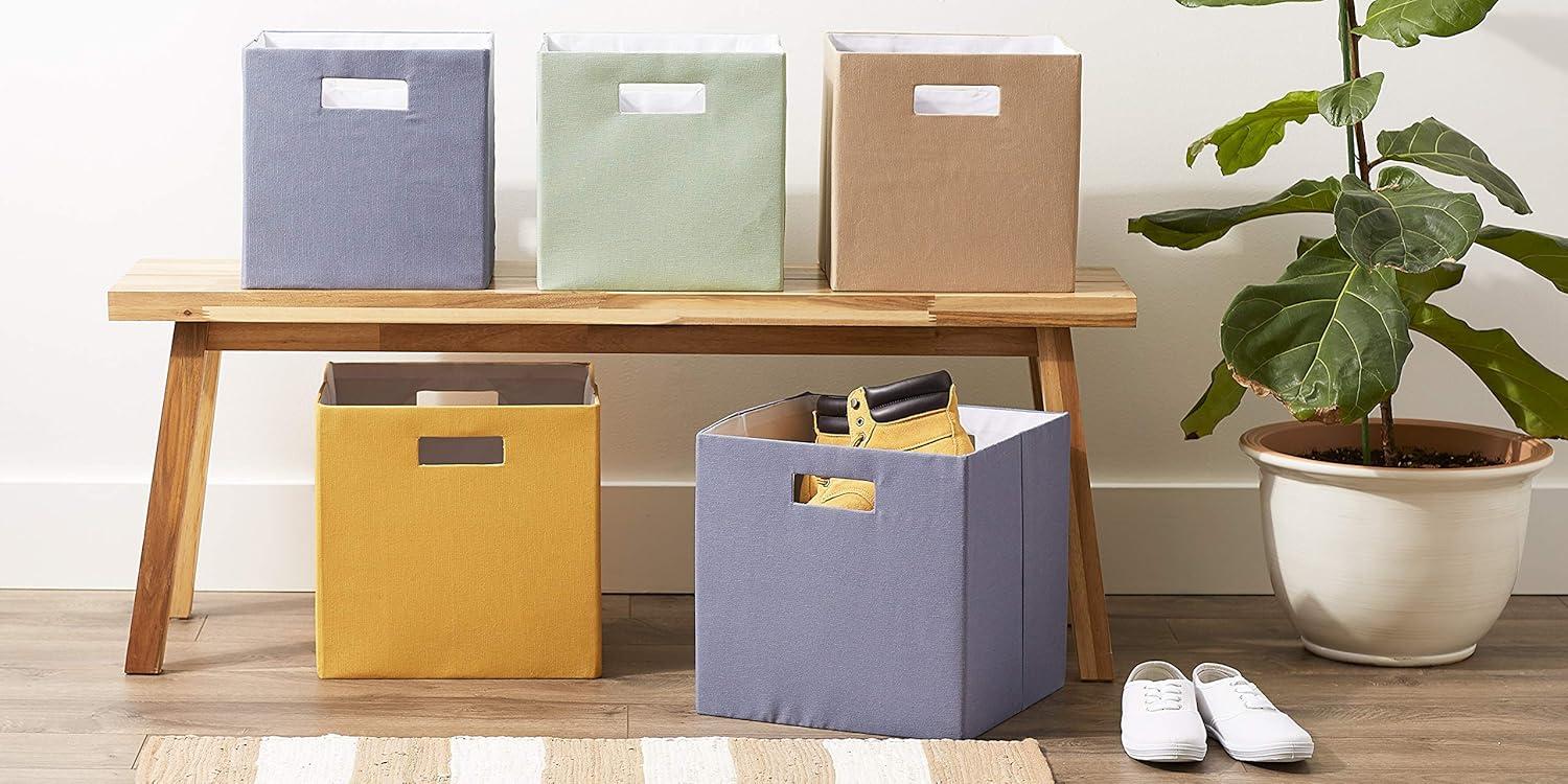 imageDII Collapsible Polyester Storage Cube Solid Lightweight and Durable Large Square 13x13x13 Stonewash BlueLarge Square  13x13x13