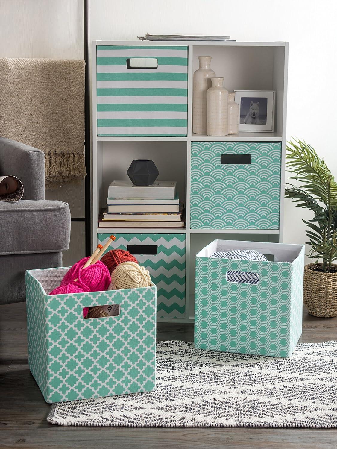 imageDII Polyester Cube Storage Collection Collapsible Hard Sided Bin 13x13x13 AquaAqua