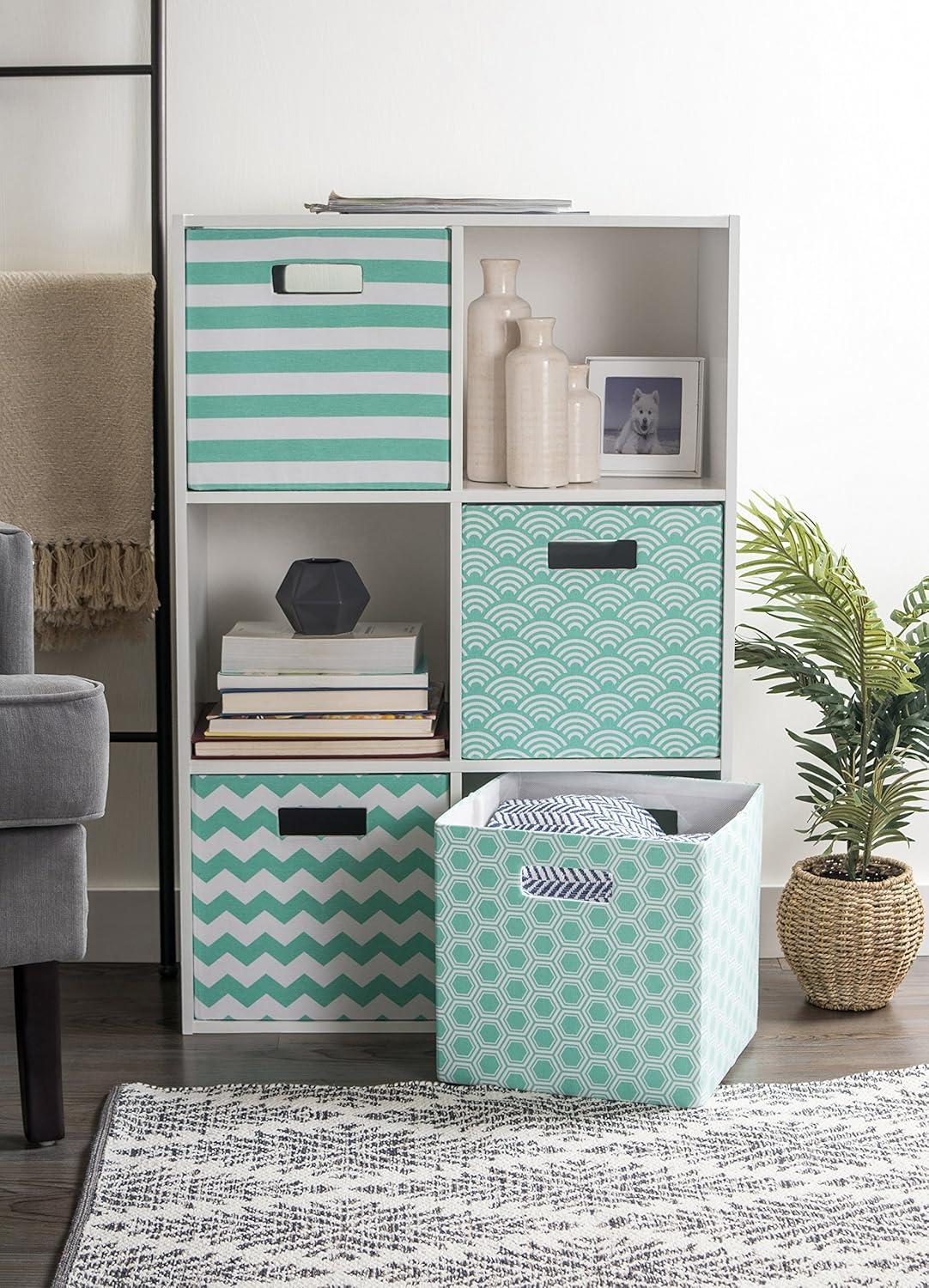 imageDII Polyester Cube Storage Collection Collapsible Hard Sided Bin 13x13x13 AquaAqua