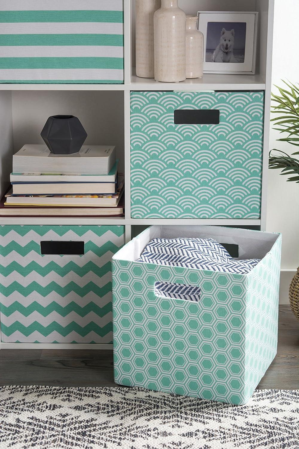 imageDII Polyester Cube Storage Collection Collapsible Hard Sided Bin 13x13x13 AquaAqua