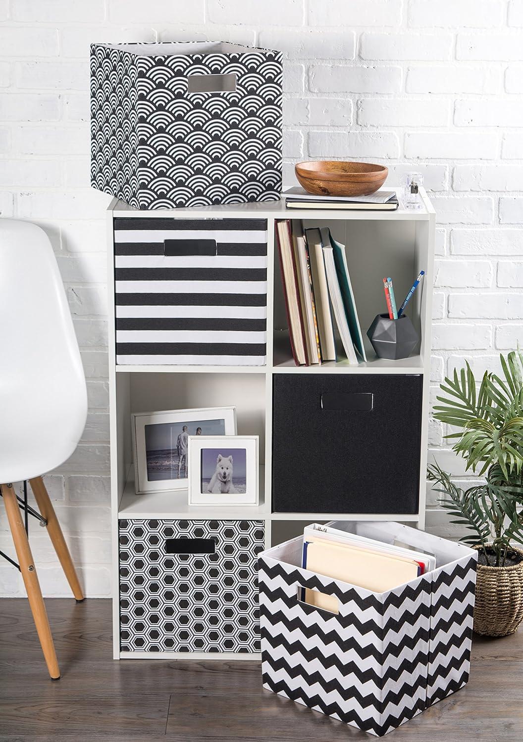 imageDII Polyester Cube Storage Collection Collapsible Hard Sided Bin 13x13x13 AquaBlack