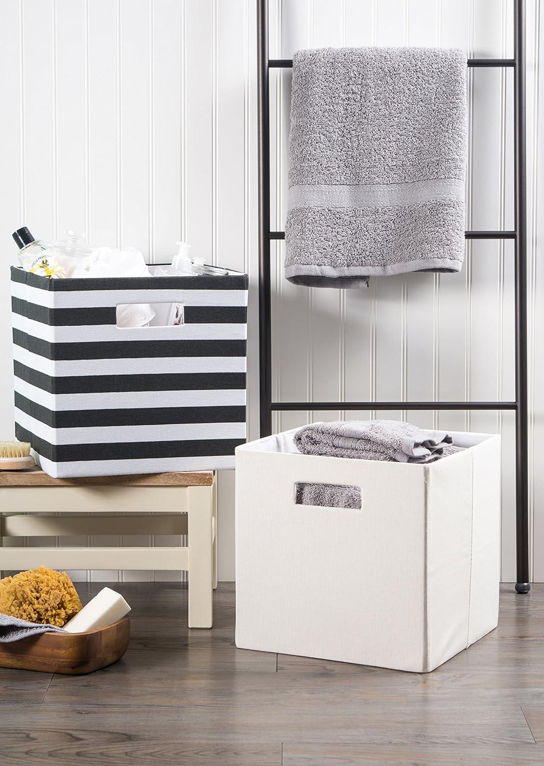 imageDII Polyester Cube Storage Collection Collapsible Hard Sided Bin 13x13x13 AquaBlack