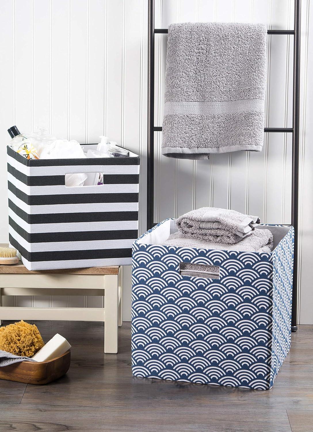 imageDII Polyester Cube Storage Collection Collapsible Hard Sided Bin 13x13x13 AquaBlack