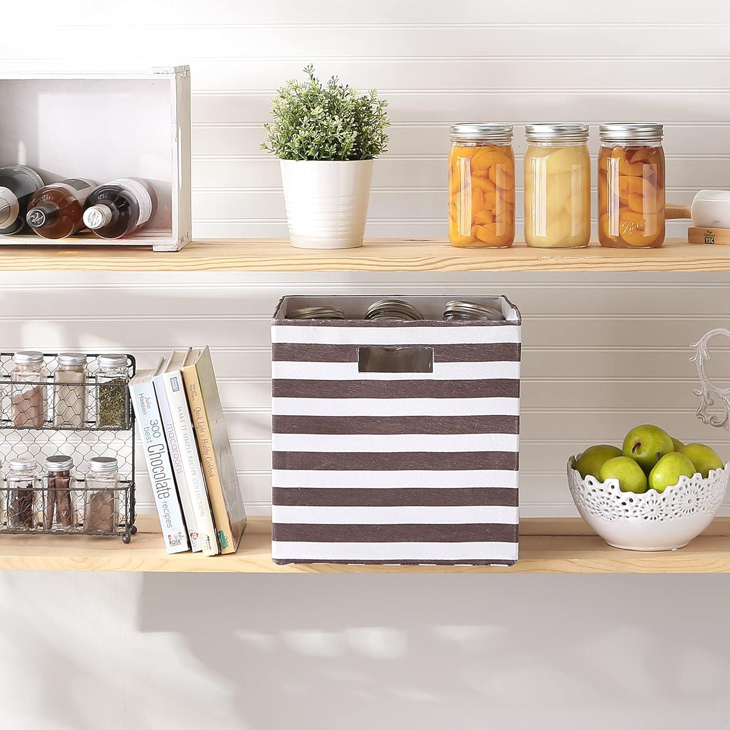 imageDII Polyester Cube Storage Collection Collapsible Hard Sided Bin 13x13x13 AquaBrown