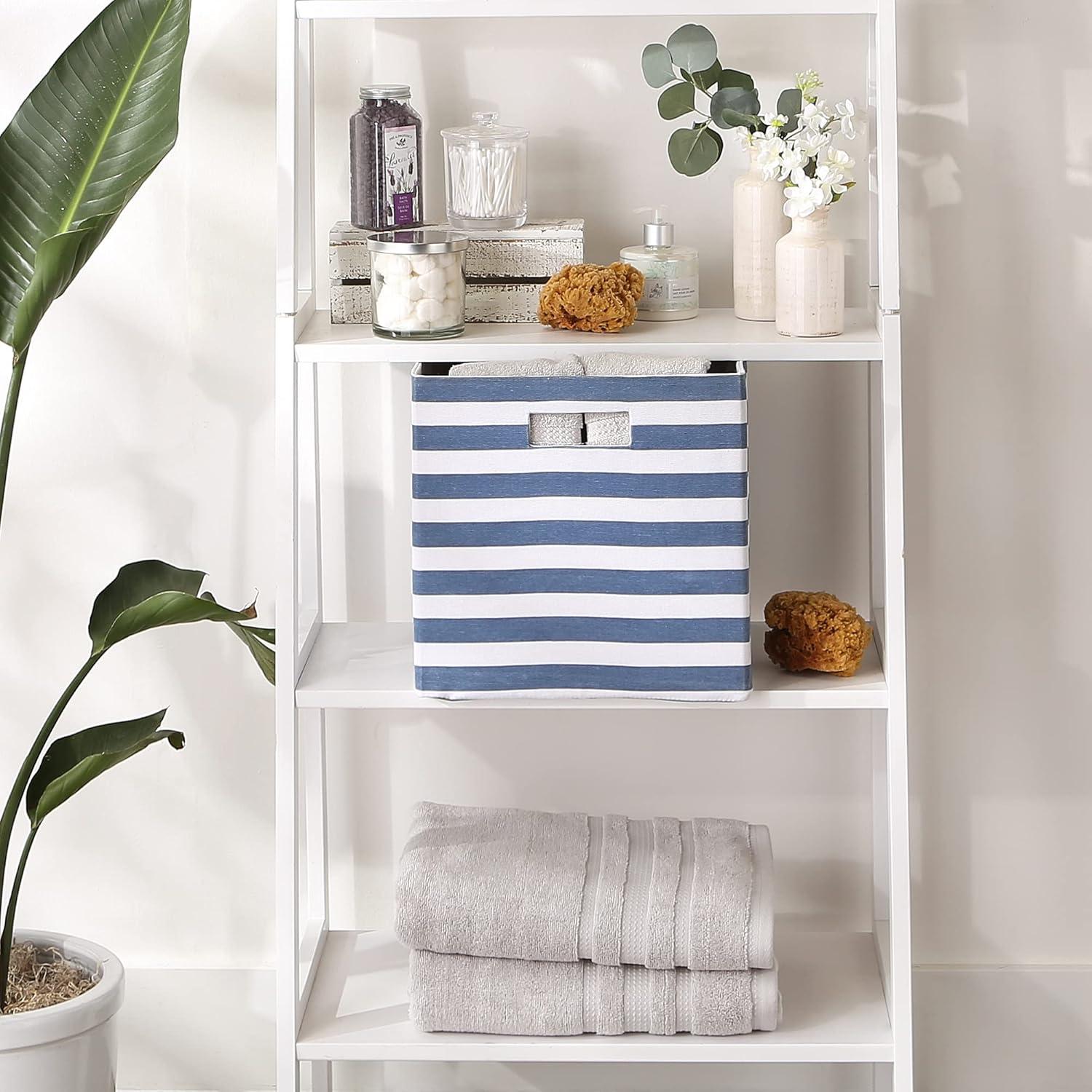 imageDII Polyester Cube Storage Collection Collapsible Hard Sided Bin 13x13x13 AquaFrench Blue