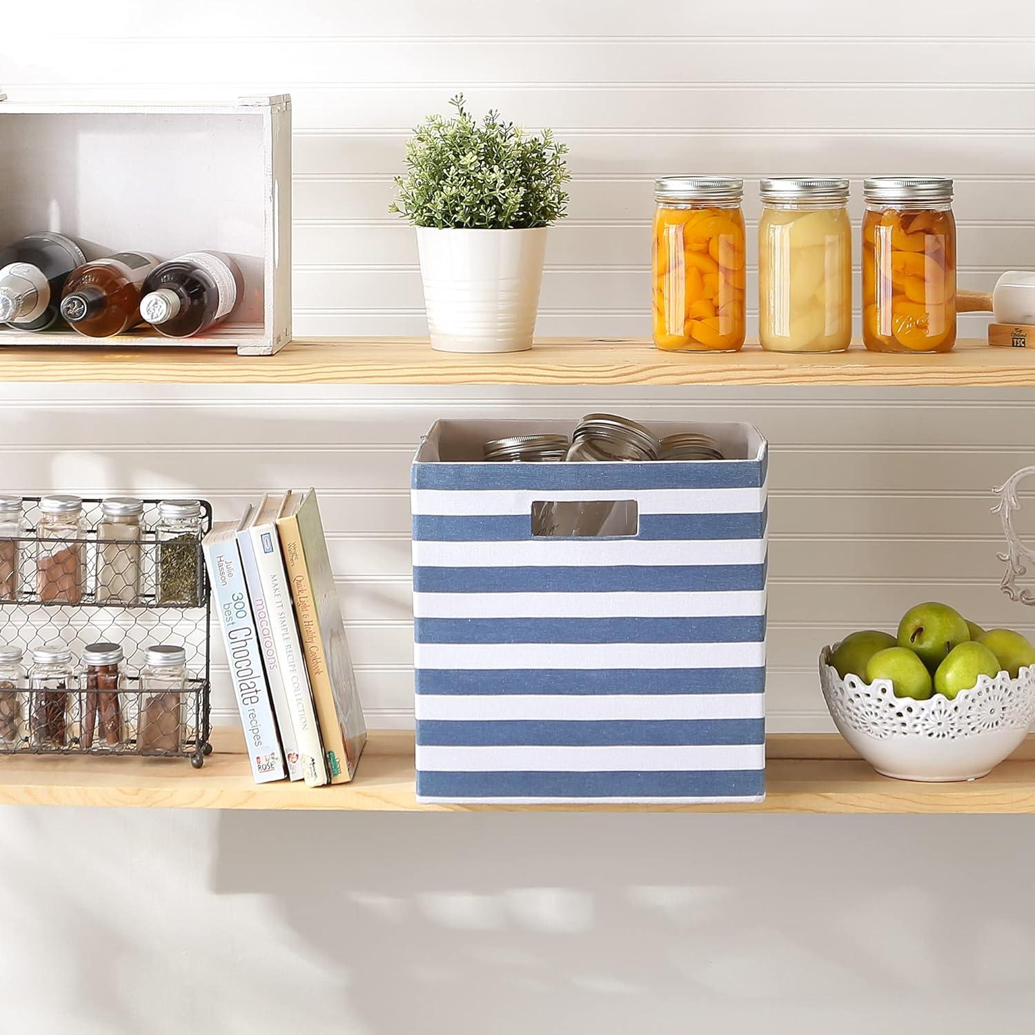 imageDII Polyester Cube Storage Collection Collapsible Hard Sided Bin 13x13x13 AquaFrench Blue