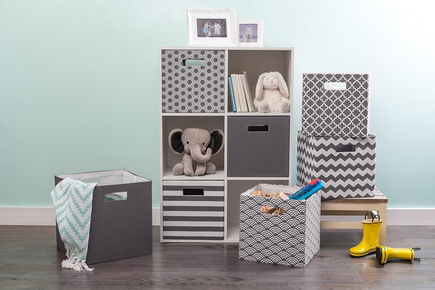 imageDII Polyester Cube Storage Collection Collapsible Hard Sided Bin 13x13x13 AquaGray