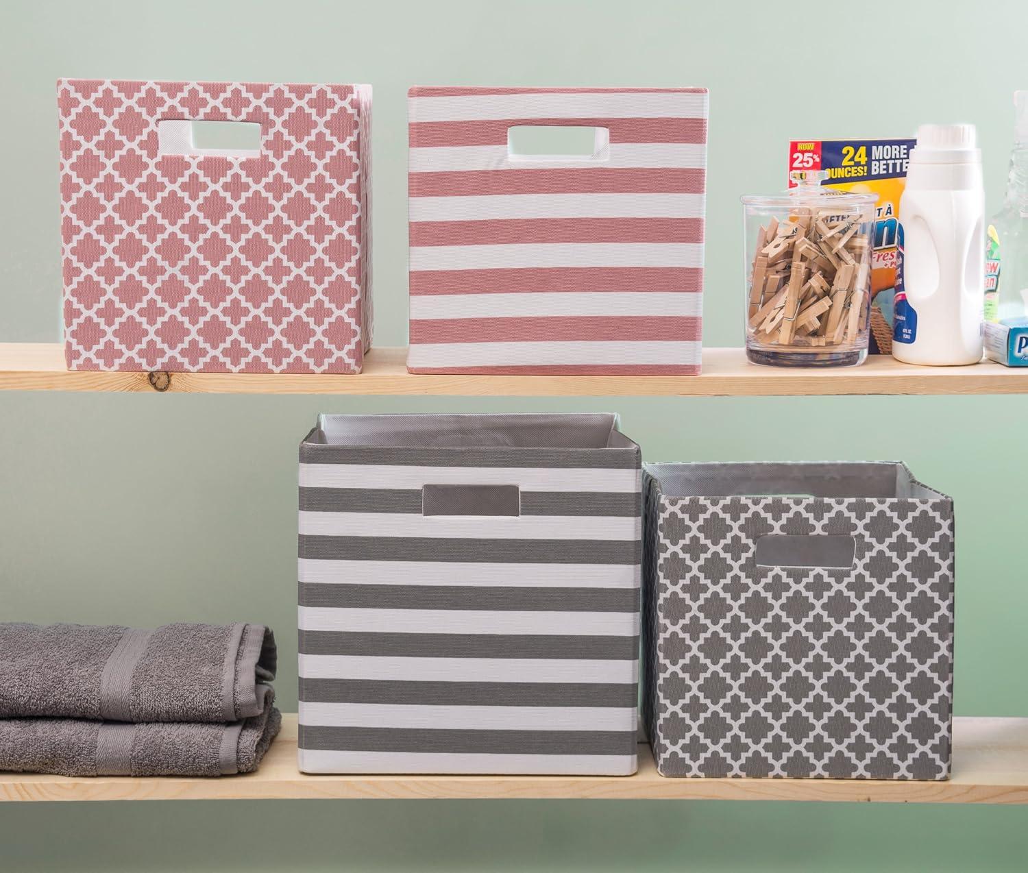 imageDII Polyester Cube Storage Collection Collapsible Hard Sided Bin 13x13x13 AquaGray