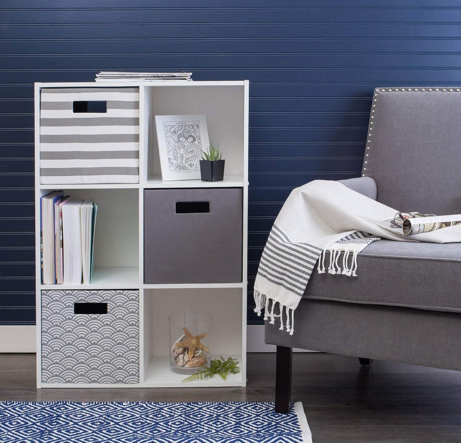 imageDII Polyester Cube Storage Collection Collapsible Hard Sided Bin 13x13x13 AquaGray