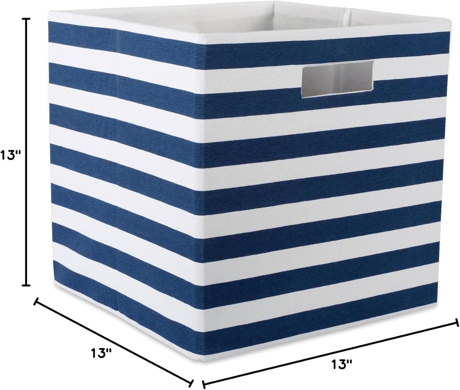 imageDII Polyester Cube Storage Collection Collapsible Hard Sided Bin 13x13x13 AquaNautical Blue