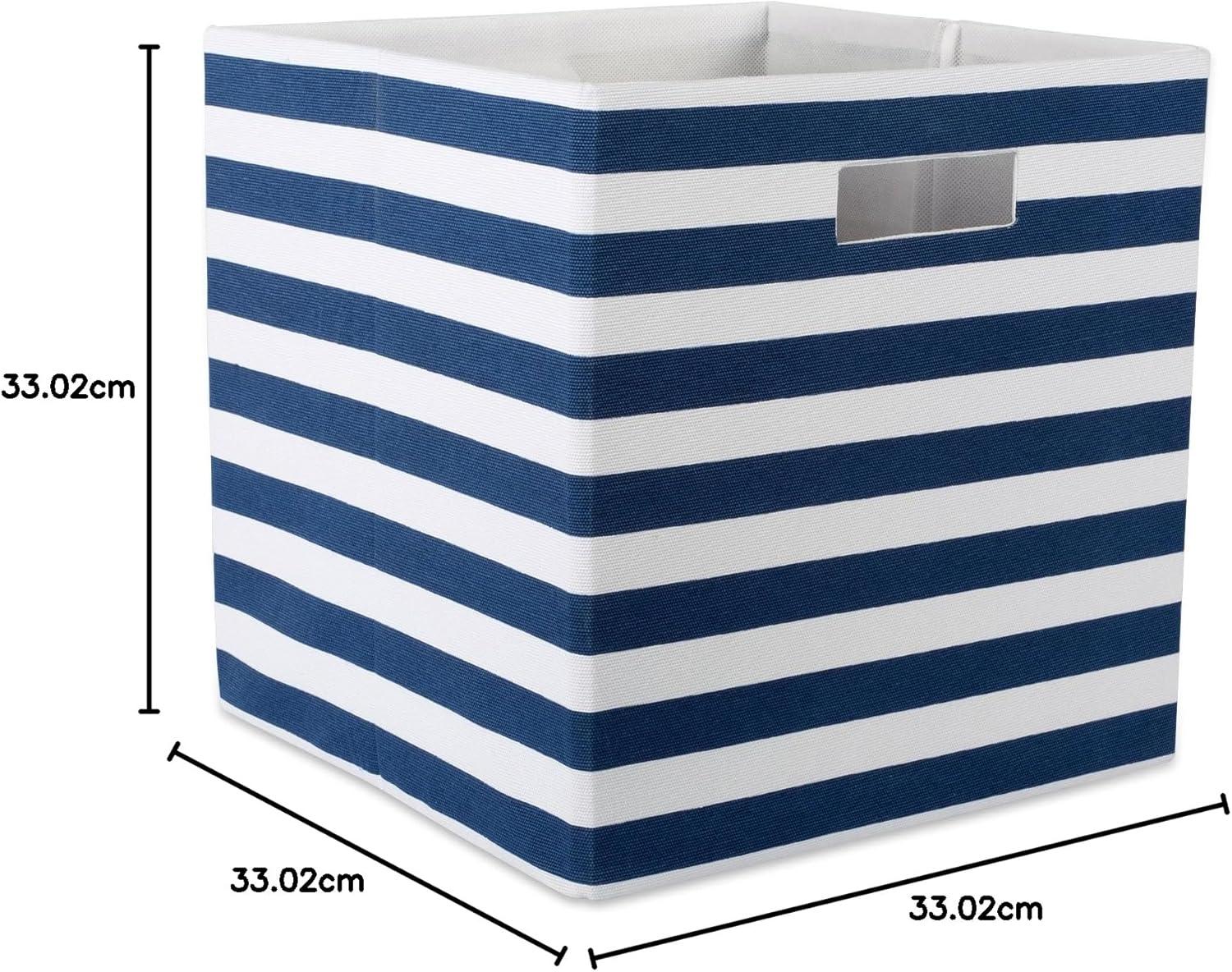 imageDII Polyester Cube Storage Collection Collapsible Hard Sided Bin 13x13x13 AquaNautical Blue