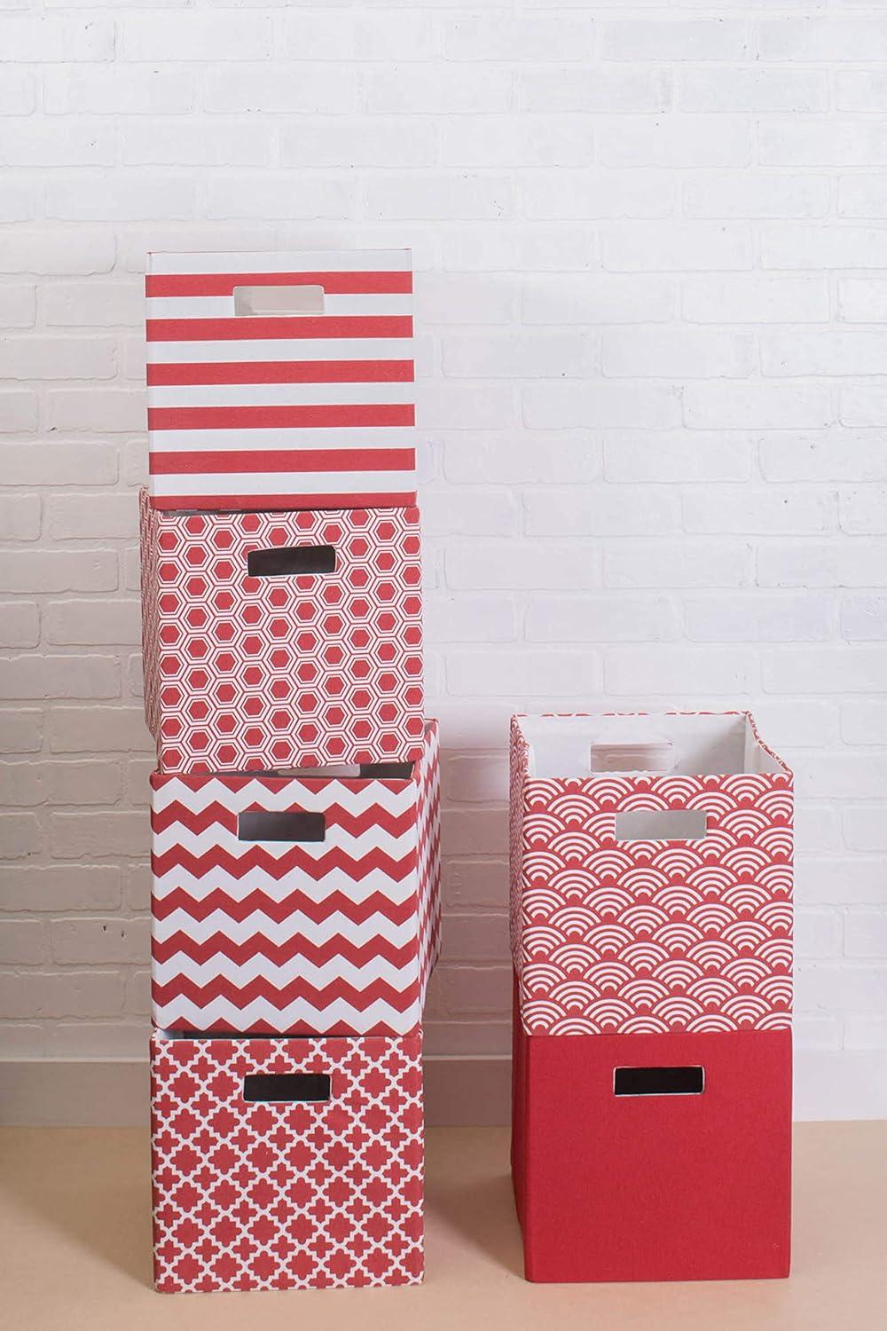 imageDII Polyester Cube Storage Collection Collapsible Hard Sided Bin 13x13x13 AquaRust