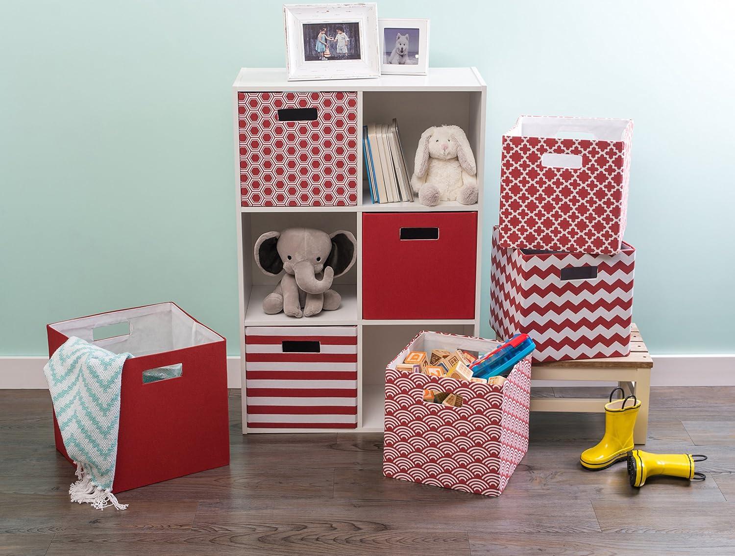 imageDII Polyester Cube Storage Collection Collapsible Hard Sided Bin 13x13x13 AquaRust