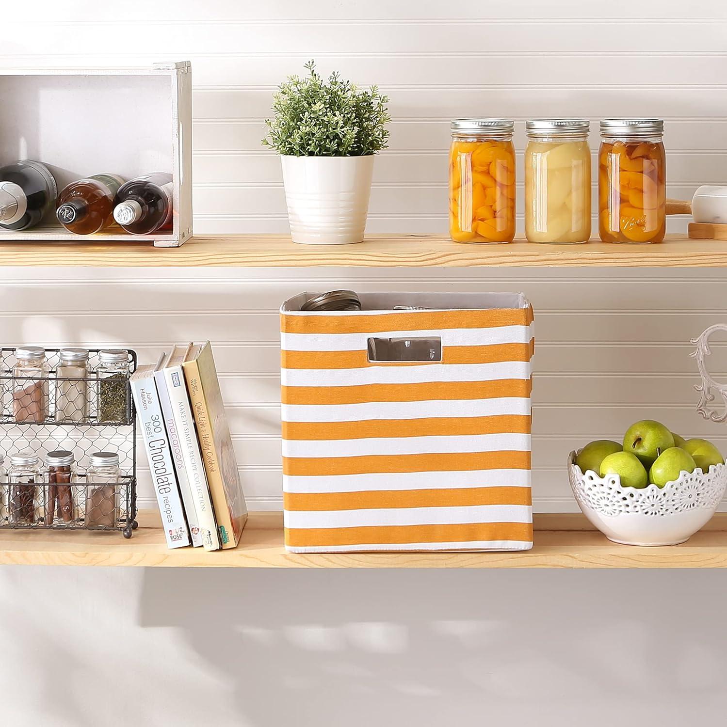 imageDII Polyester Cube Storage Collection Collapsible Hard Sided Bin 13x13x13 Pumpkin Spice