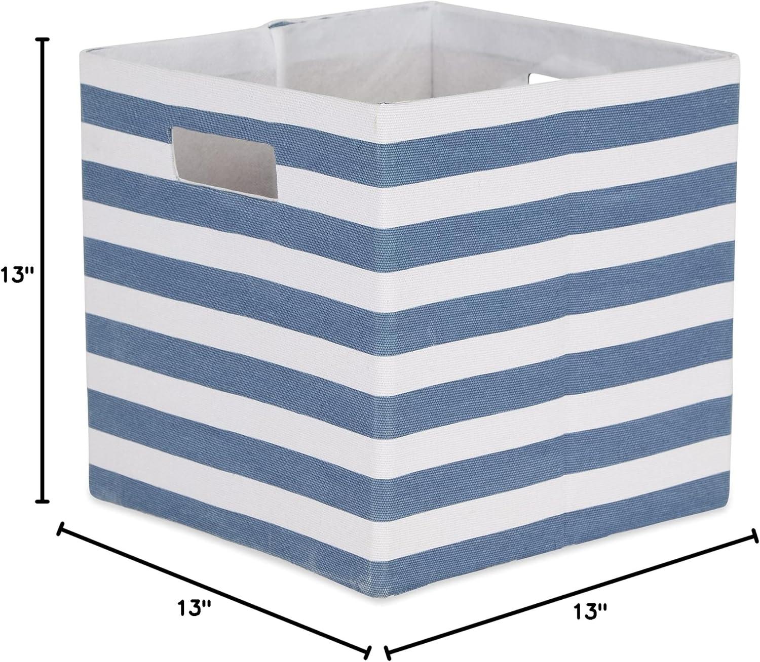 imageDII Polyester Cube Storage Collection Collapsible Hard Sided Bin 13x13x13 StoneFrench Blue