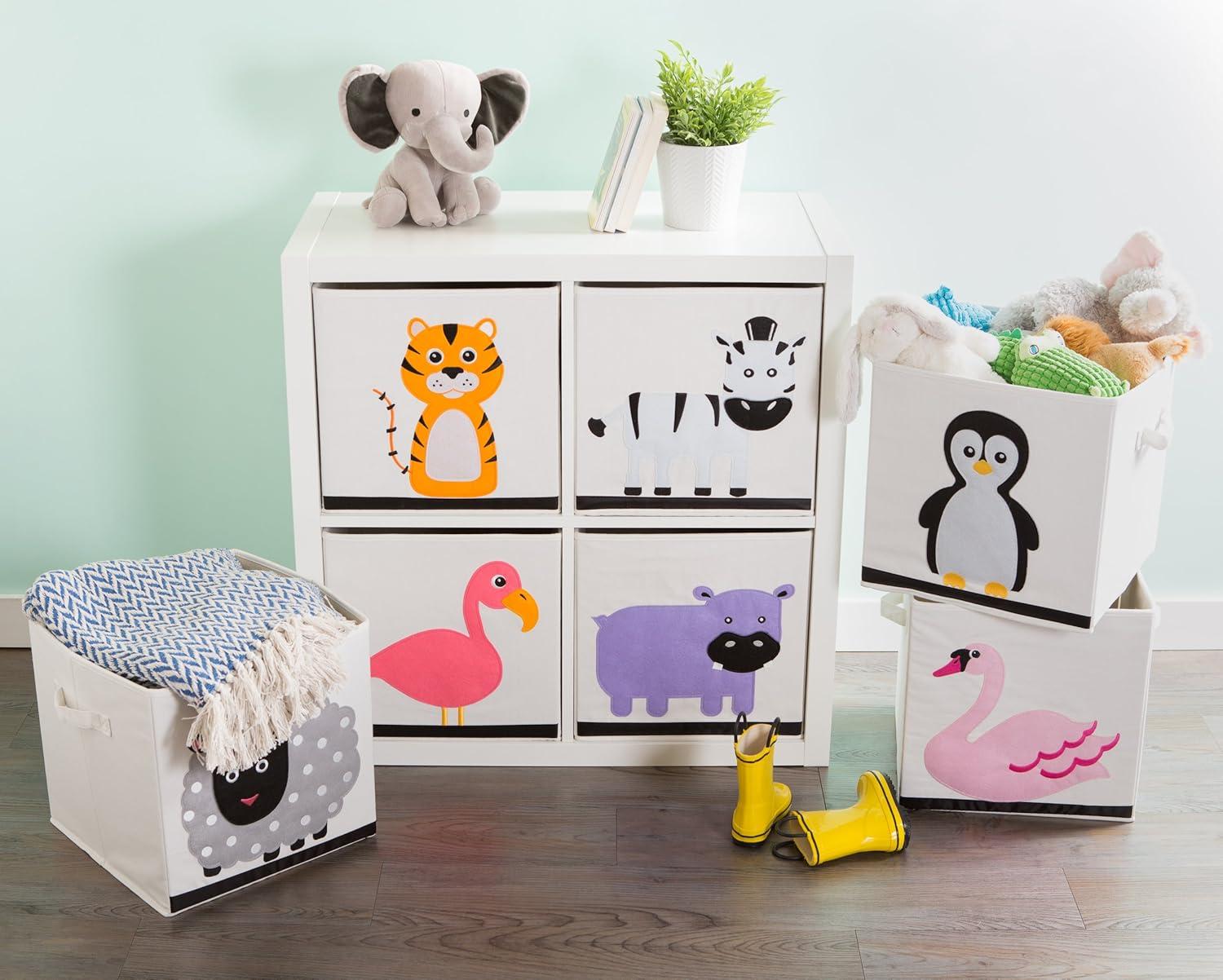 imageELiving Store Collapsible Storage Bin Cube for Bedroom Nursery Playroom and More 13x13x13  Swan