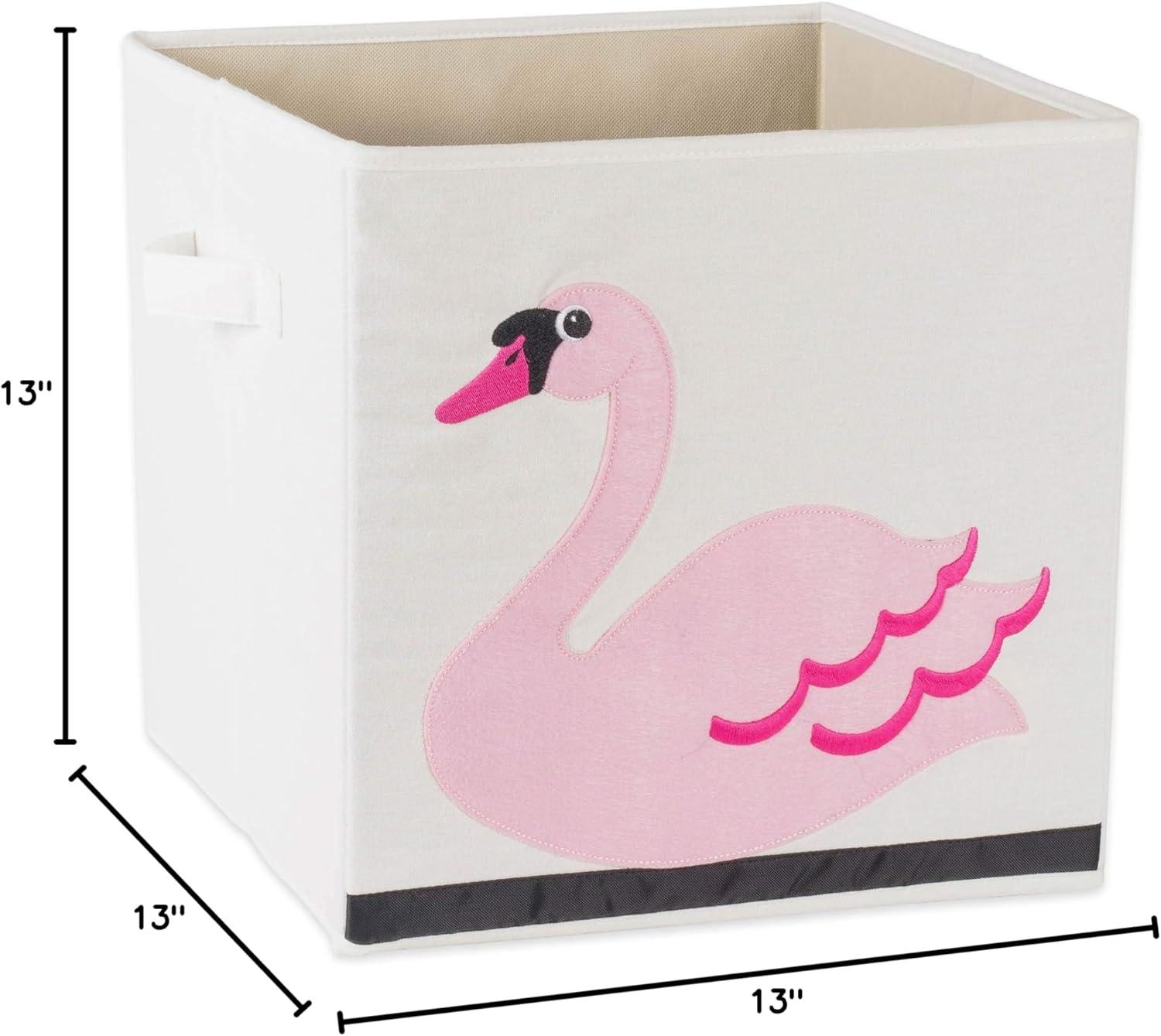 imageELiving Store Collapsible Storage Bin Cube for Bedroom Nursery Playroom and More 13x13x13  Swan