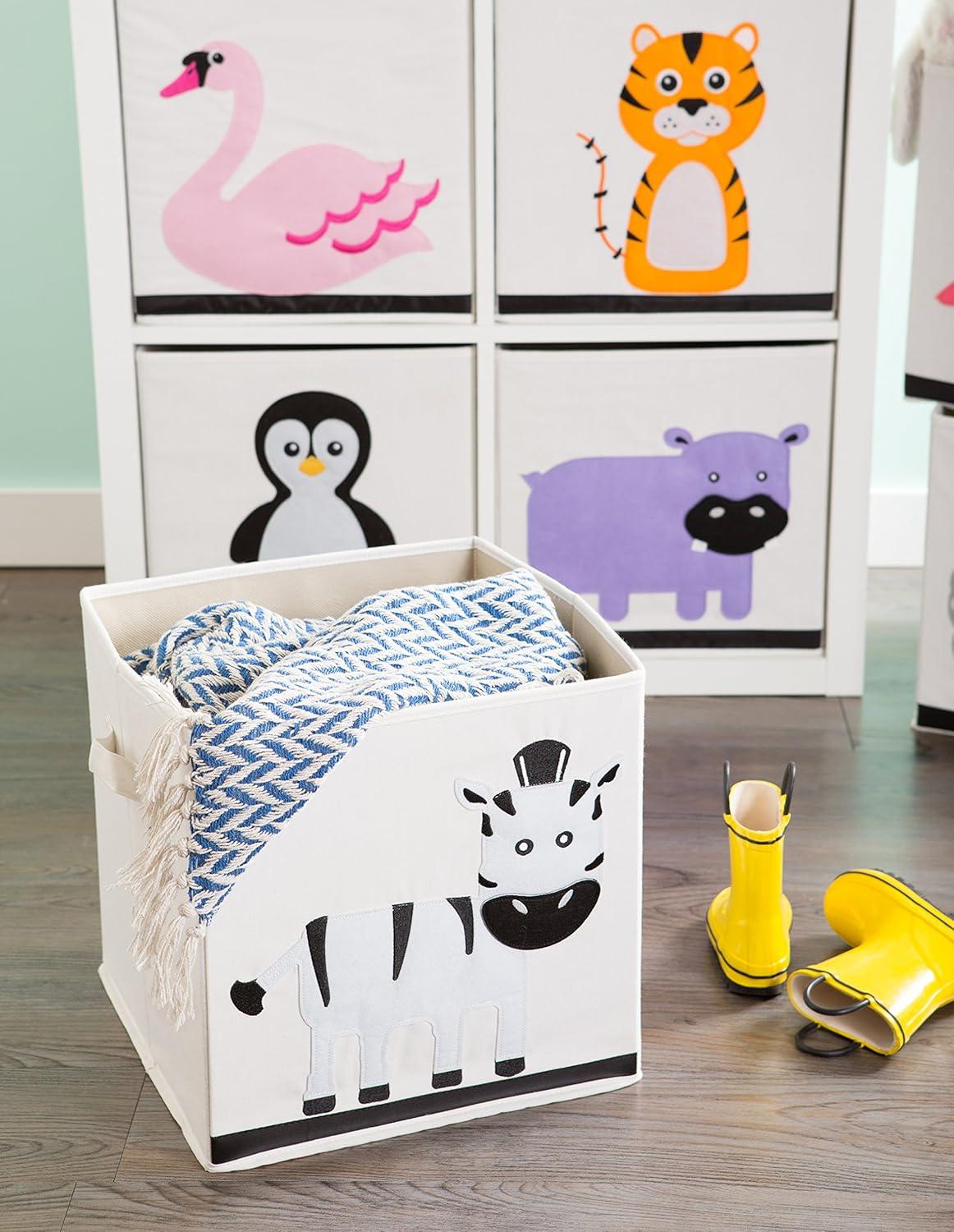imageELiving Store Collapsible Storage Bin Cube for Bedroom Nursery Playroom and More 13x13x13quot  Zebra