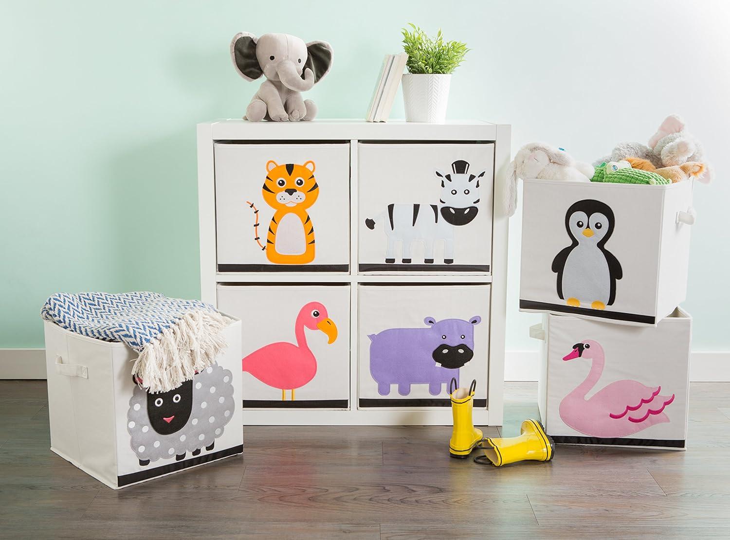 imageELiving Store Collapsible Storage Bin Cube for Bedroom Nursery Playroom and More 13x13x13quot  Zebra