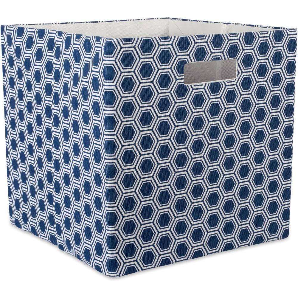 imageDII Collapsible Polyester Storage Cube Honeycomb Teal LargeBlue