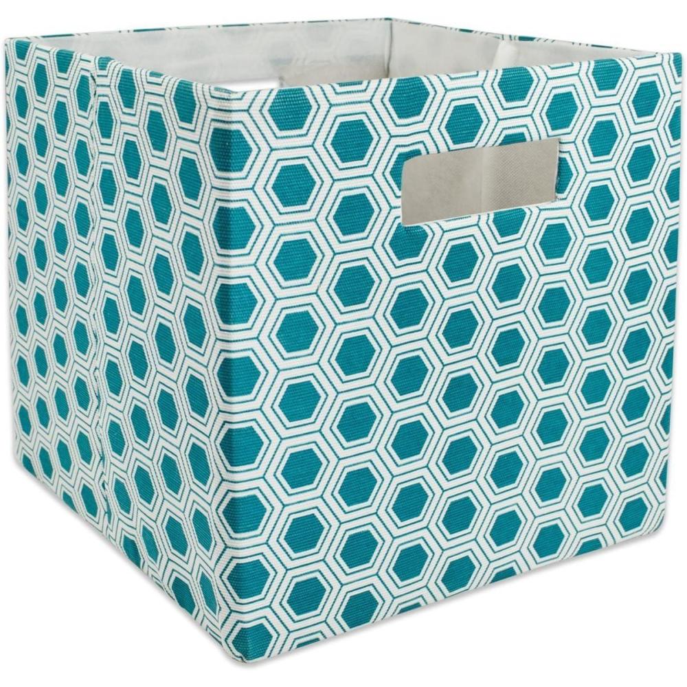 imageDII Collapsible Polyester Storage Cube Honeycomb Teal LargeTeal