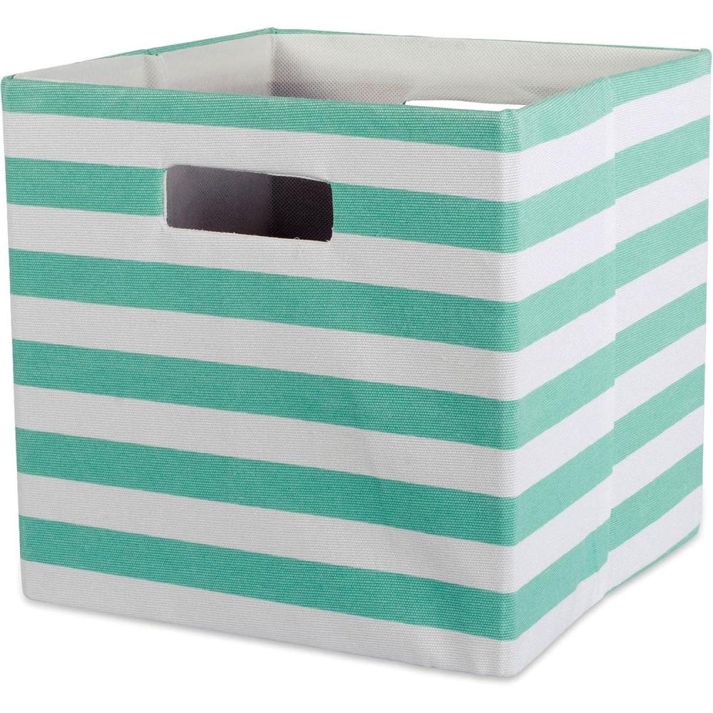 imageDII Polyester Cube Storage Collection Collapsible Hard Sided Bin 13x13x13 AquaAqua