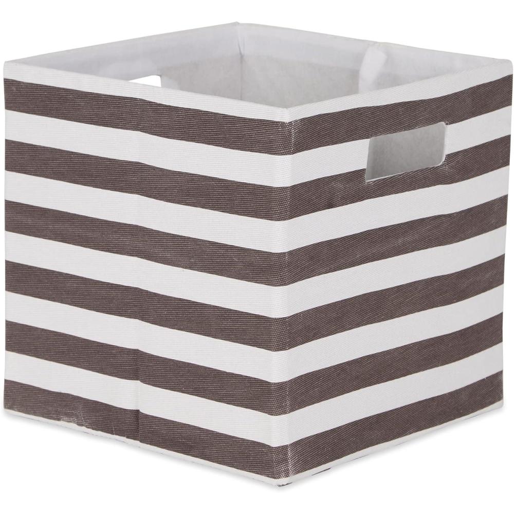 imageDII Polyester Cube Storage Collection Collapsible Hard Sided Bin 13x13x13 AquaBrown