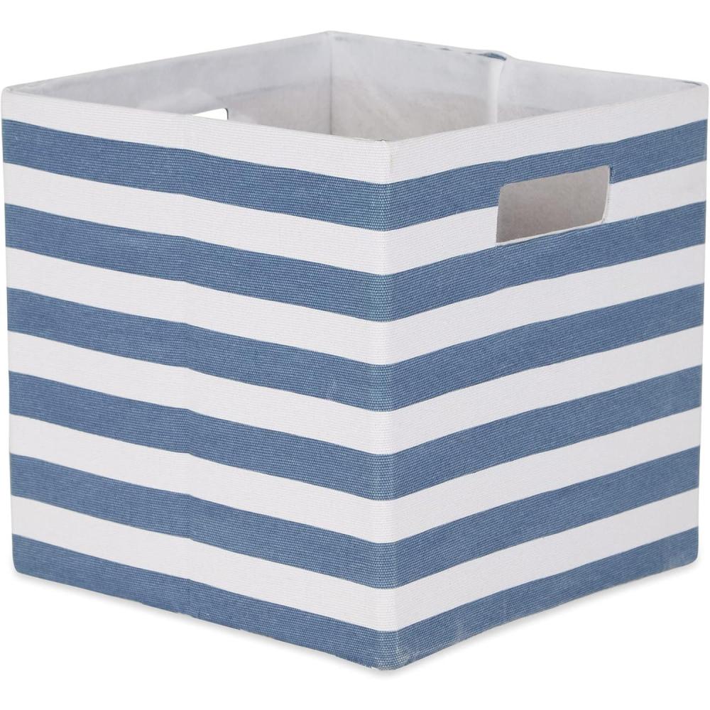 imageDII Polyester Cube Storage Collection Collapsible Hard Sided Bin 13x13x13 AquaFrench Blue