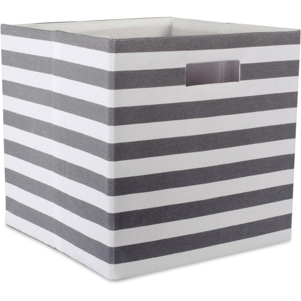 imageDII Polyester Cube Storage Collection Collapsible Hard Sided Bin 13x13x13 AquaGray