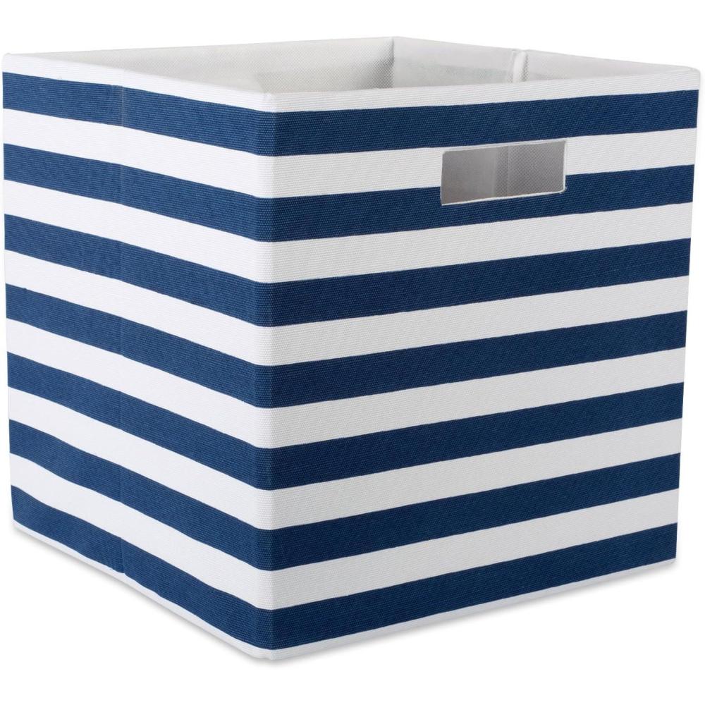 imageDII Polyester Cube Storage Collection Collapsible Hard Sided Bin 13x13x13 AquaNautical Blue