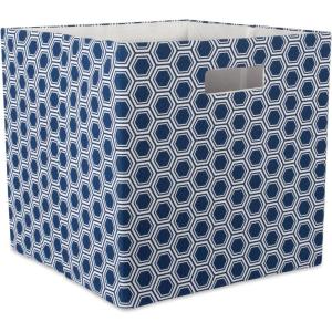 imageDII Collapsible Polyester Storage Cube Honeycomb Teal LargeBlue
