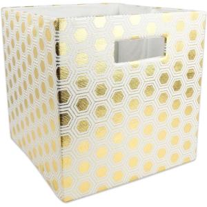 imageDII Collapsible Polyester Storage Cube Honeycomb Teal LargeGold