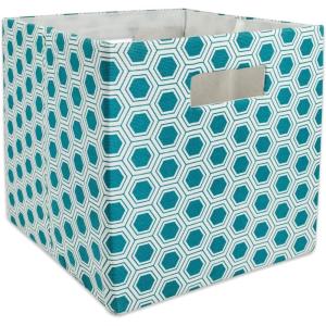 imageDII Collapsible Polyester Storage Cube Honeycomb Teal LargeTeal