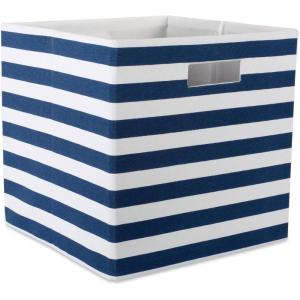 imageDII Polyester Cube Storage Collection Collapsible Hard Sided Bin 13x13x13 AquaNautical Blue