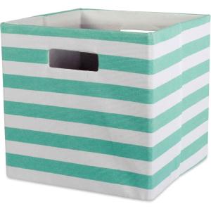 imageDII Polyester Cube Storage Collection Collapsible Hard Sided Bin 13x13x13 StoneAqua