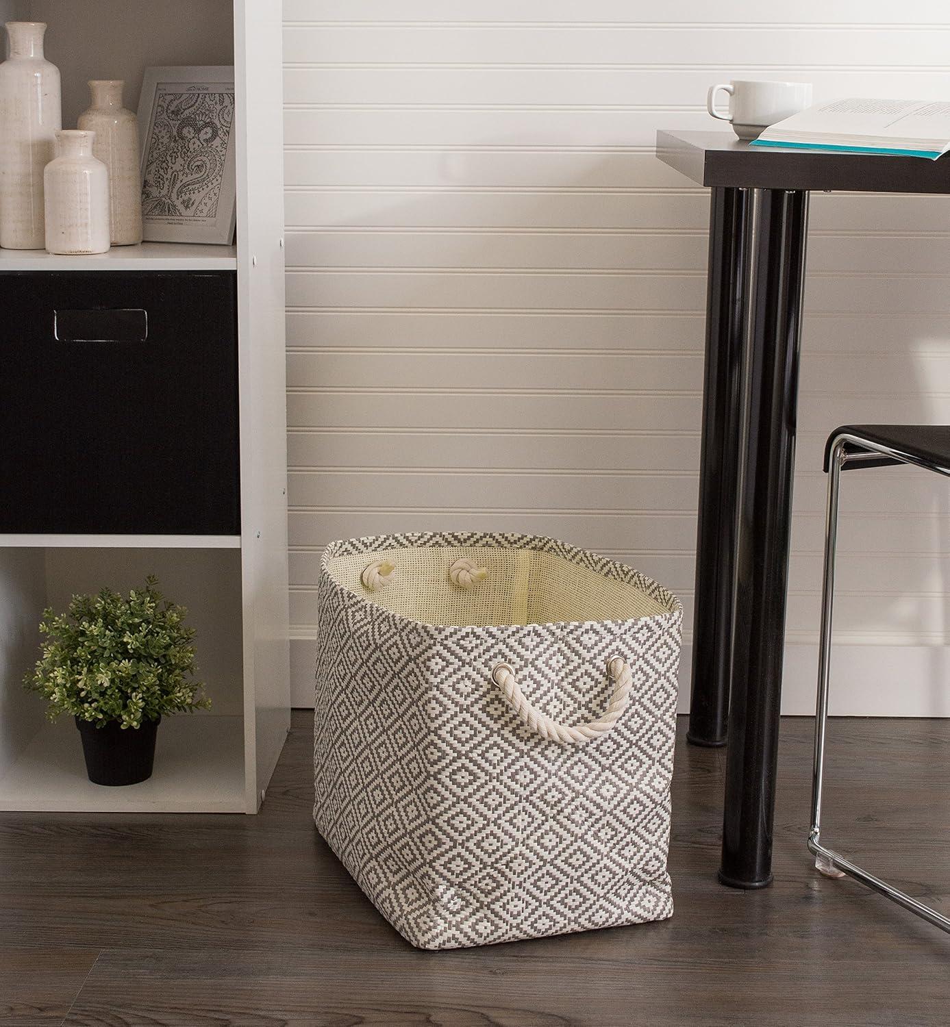 imageDII Woven Paper Storage Bin Geo Diamond Stone Medium RectangleGray